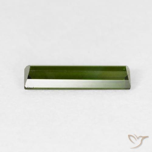 Turmalina Verde oscuro natural de 0.76 ct, Corte Baguette, VVS-VS