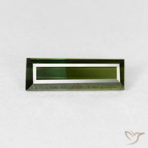 0.95ct Natural Verde bosque Turmalina, Corte Baguette, VVS