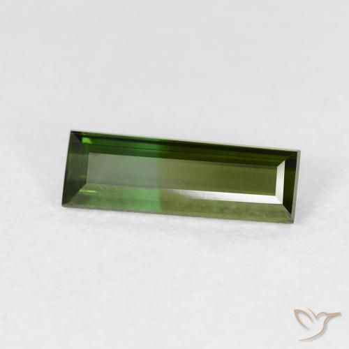Turmalina Verde bosque natural de 0.95 ct, Corte Baguette, VVS