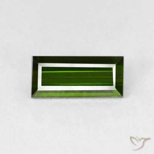 1.10ct Natural Verde oscuro Turmalina, Corte Baguette, VVS