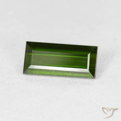 Turmalina Verde oscuro natural de 1.10 ct, Corte Baguette, VVS