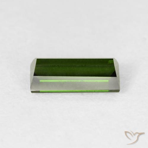 Turmalina Verde oscuro natural de 1.10 ct, Corte Baguette, VVS