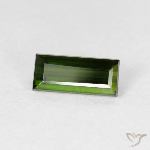Turmalina Verde terroso natural de 0.98 ct, Corte Baguette, VVS