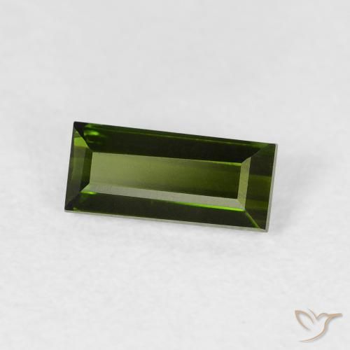 Turmalina Verde oscuro natural de 0.77 ct, Corte Baguette, VVS
