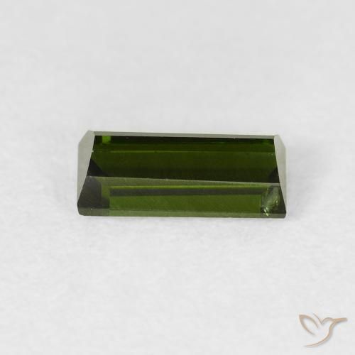 Turmalina Verde oscuro natural de 0.77 ct, Corte Baguette, VVS