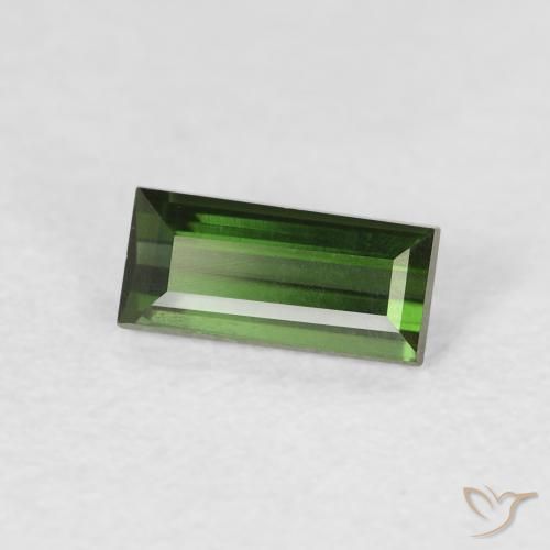 Turmalina Verde oscuro natural de 0.48 ct, Corte Baguette, VVS
