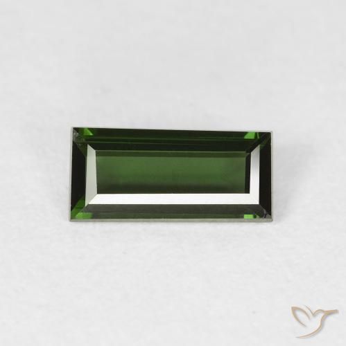 0.71ct Natural Verde oscuro Turmalina, Corte Baguette, VVS