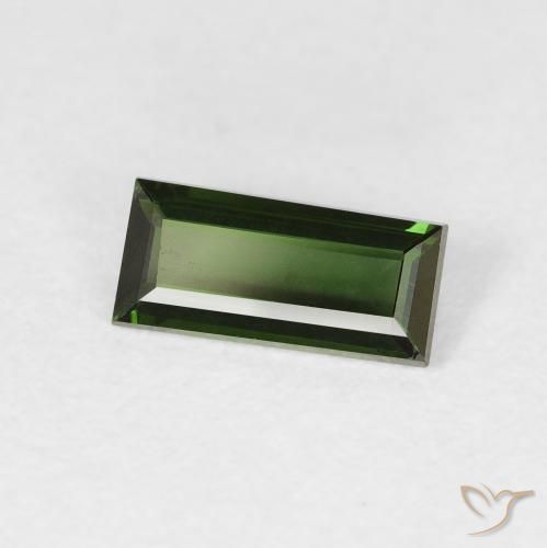 Turmalina Verde oscuro natural de 0.71 ct, Corte Baguette, VVS