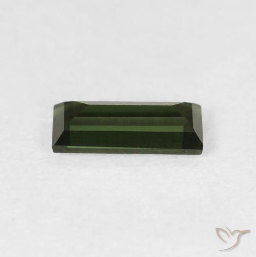 Turmalina Verde oscuro natural de 0.71 ct, Corte Baguette, VVS