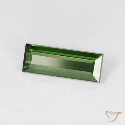 Turmalina Verde oscuro natural de 0.85 ct, Corte Baguette, VVS