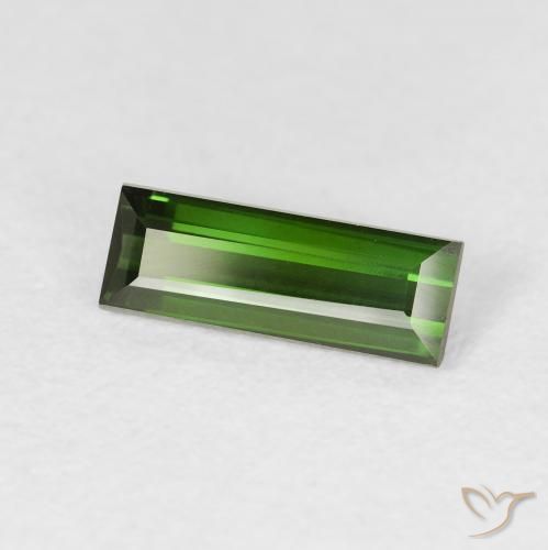 Turmalina Verde terroso natural de 0.91 ct, Corte Baguette, VVS-VS