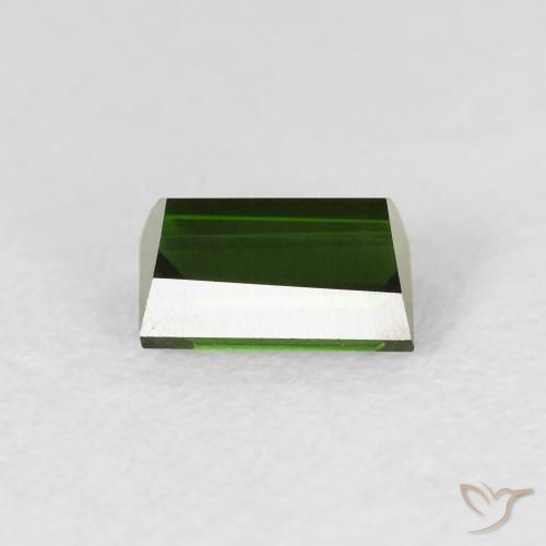 Turmalina Verde oscuro natural de 0.90 ct, Corte Baguette, VVS