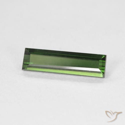 Turmalina Verde oscuro natural de 1.11 ct, Corte Baguette, VVS