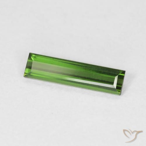 Turmalina Verde oscuro natural de 0.61 ct, Corte Baguette, VVS