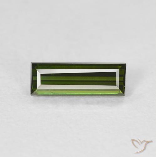 0.66ct Natural Verde oscuro turmalina, Corte Baguette, VVS, Photo A