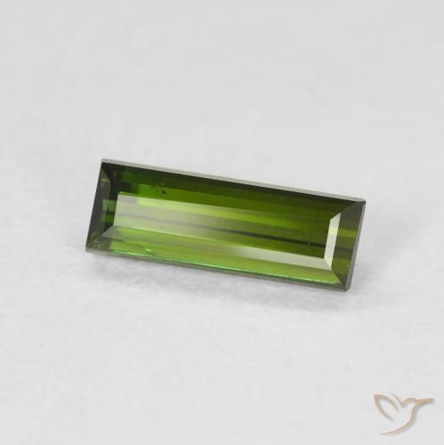 Turmalina Verde oscuro natural de 0.66 ct, Corte Baguette, VVS