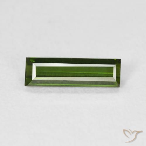0.67ct Natural Verde amarillento Turmalina, Corte Baguette, VVS