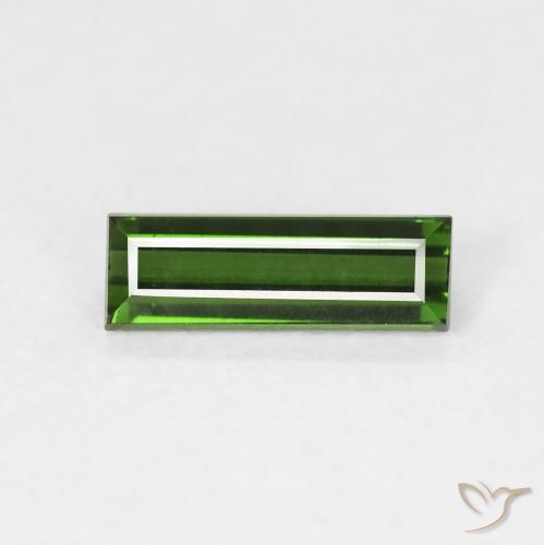 0.76ct Natural Verde bosque Turmalina, Corte Baguette, VVS
