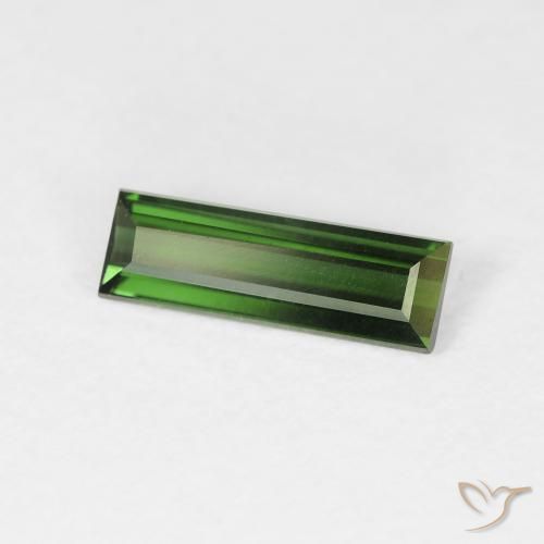 Turmalina Verde terroso natural de 0.77 ct, Corte Baguette, VVS