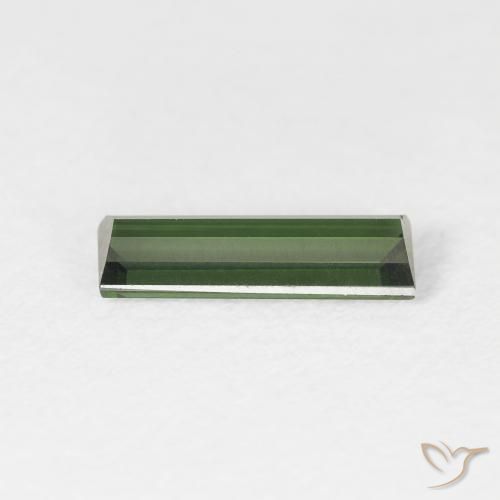 Turmalina Verde terroso natural de 0.77 ct, Corte Baguette, VVS