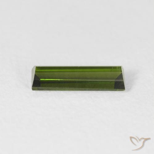 Turmalina Verde terroso natural de 0.63 ct, Corte Baguette, VVS