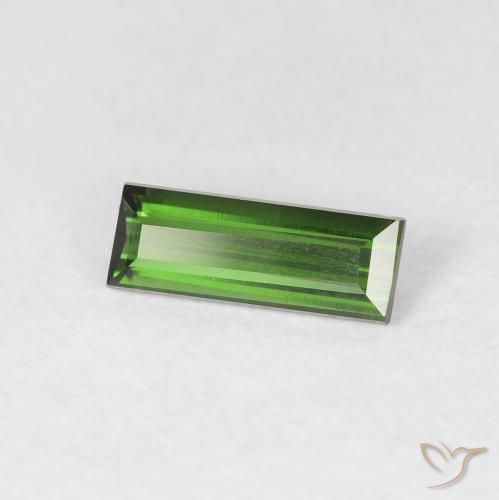 Turmalina Verde oscuro natural de 0.57 ct, Corte Baguette, VVS