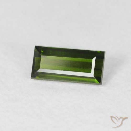 Turmalina Verde terroso natural de 0.51 ct, Corte Baguette, VVS