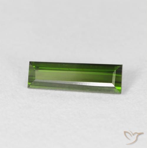 Turmalina Verde oscuro natural de 0.69 ct, Corte Baguette, VVS