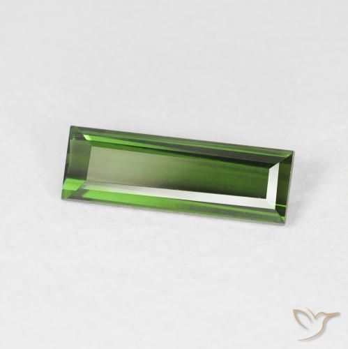 Turmalina Verde terroso natural de 0.71 ct, Corte Baguette, VVS