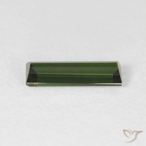 Turmalina Verde terroso natural de 0.71 ct, Corte Baguette, VVS