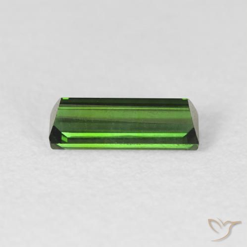 Turmalina Verde oscuro natural de 0.70 ct, Corte Baguette, VVS