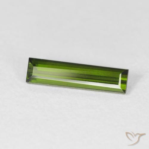 Turmalina Verde oscuro natural de 0.76 ct, Corte Baguette, VVS