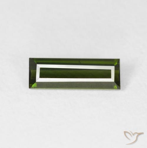 0.69ct Natural Verde oscuro Turmalina, Corte Baguette, VVS