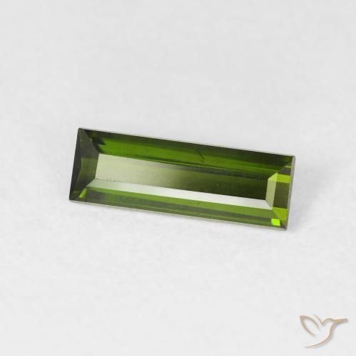 Turmalina Verde oscuro natural de 0.69 ct, Corte Baguette, VVS