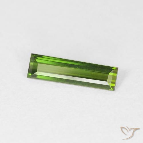 Turmalina Verde oscuro natural de 0.55 ct, Corte Baguette, VVS