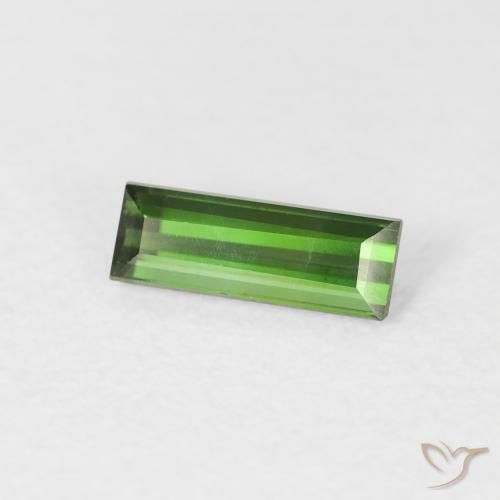 Turmalina Verde oscuro natural de 0.44 ct, Corte Baguette, VVS