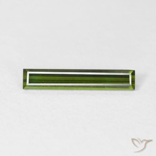 0.76ct Natural Verde bosque Turmalina, Corte Baguette, VVS