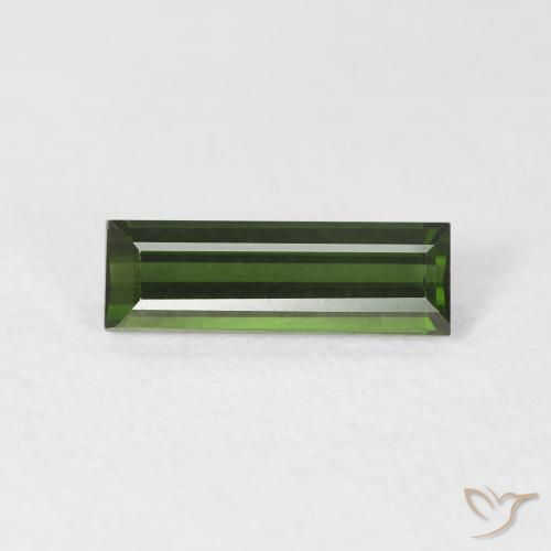 0.89ct Natural Verde terroso Turmalina, Corte Baguette, VS
