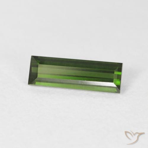 Turmalina Verde terroso natural de 0.89 ct, Corte Baguette, VS
