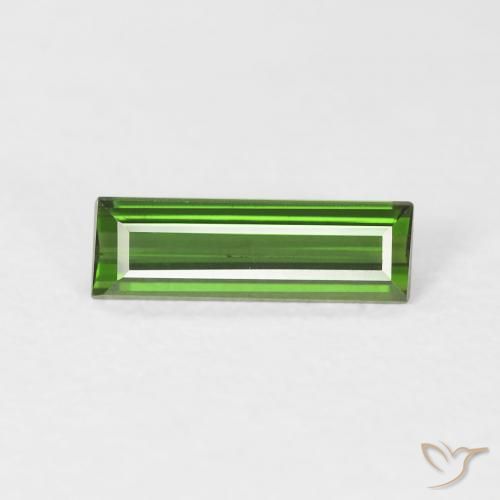 0.88ct Natural Verde oscuro Turmalina, Corte Baguette, VS