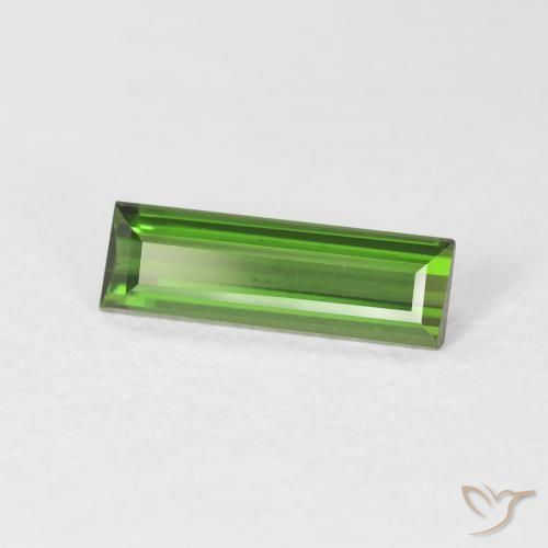 Turmalina Verde oscuro natural de 0.88 ct, Corte Baguette, VS