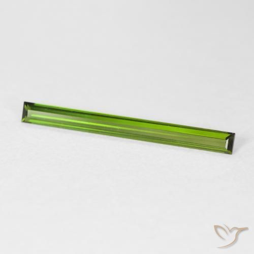 Turmalina Verde terroso natural de 0.85 ct, Corte Baguette, VVS
