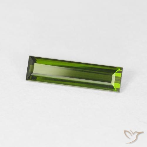 Turmalina Verde terroso natural de 0.94 ct, Corte Baguette, VVS-VS