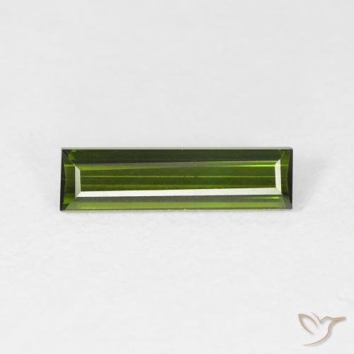 0.95ct Natural Verde oscuro Turmalina, Corte Baguette, VVS-VS, Photo A