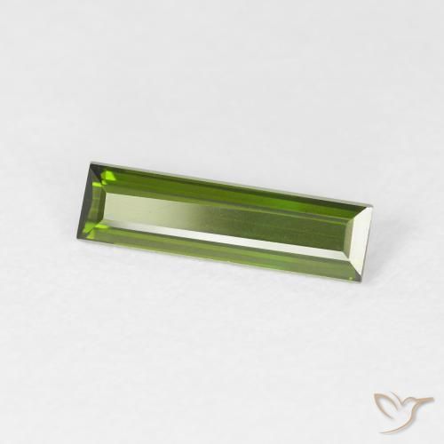 Turmalina Verde oscuro natural de 0.95 ct, Corte Baguette, VVS-VS