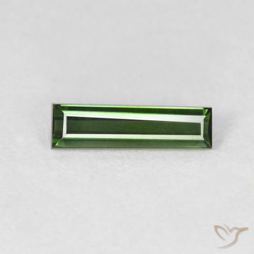 0.68ct Natural Verde bosque Turmalina, Corte Baguette, VVS