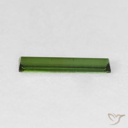 Turmalina Verde oscuro natural de 0.64 ct, Corte Baguette, VVS