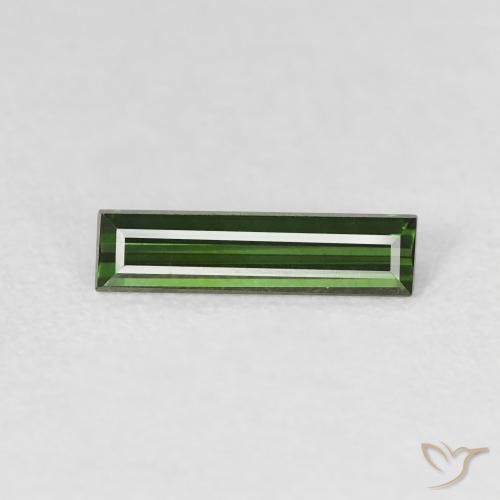 0.65ct Natural Verde bosque Turmalina, Corte Baguette, VVS