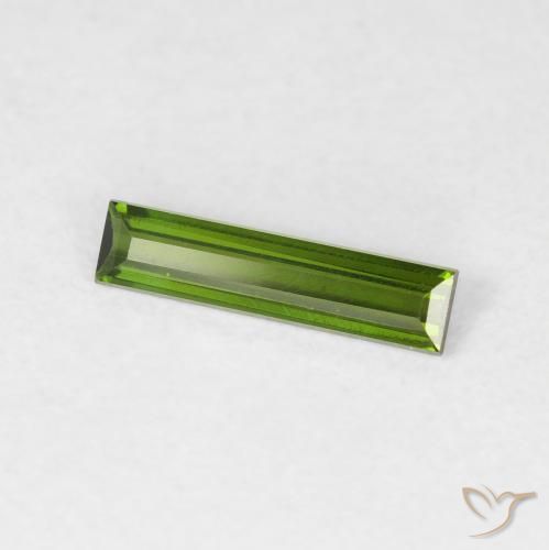 Turmalina Verde terroso natural de 0.38 ct, Corte Baguette, VVS