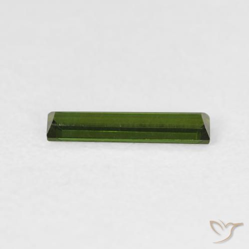 Turmalina Verde terroso natural de 0.38 ct, Corte Baguette, VVS